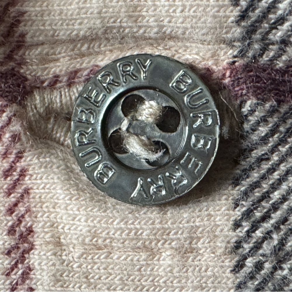 Burberry Silver Button on Plaid Fabric like new - Picture 3 of 6